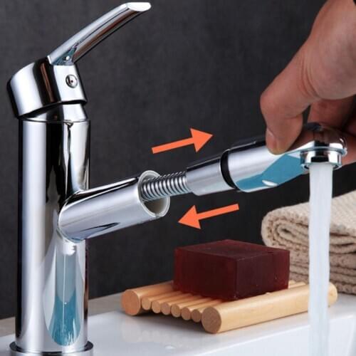 Bathroom Kitchen Basin Faucet Single Handle Pull Out Spray Sink Tap Hot and Cold Water Crane Deck Home Mount Faucets