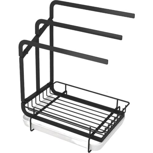 Stainless Steel Drying Rack Kitchen Countertop Storage Sink Organizer Dishcloth Rack with Drain Pan for Kitchen Bathroom