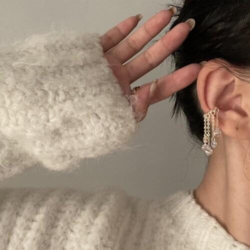 TIMEONLY Elegant Multi Layer Chain CZ Zirconia Dangle Earring for Women No Pierced Ears Tassel Earring Delicate French Jewelry