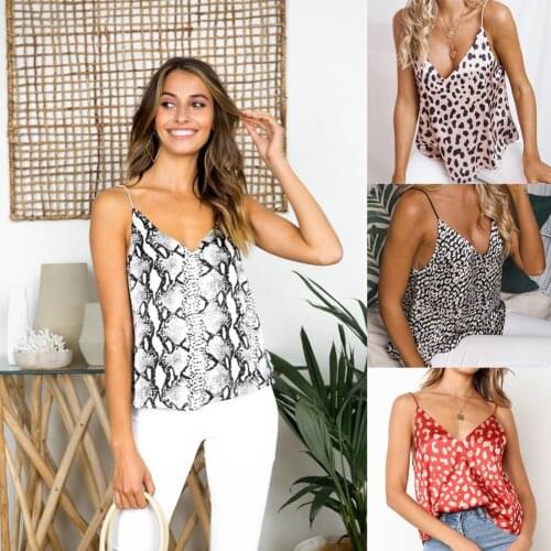 Women Leopard Print Casual Blouse Shirts Ladies Sleeveless V Neck Loose Tops and Blouses Fashion Sexy Female Shirt
