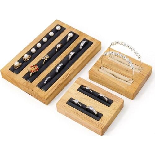 Solid Wood Ring Elastic Display Board Bracelet Storage Box Tray Base Jewelry Display Props
