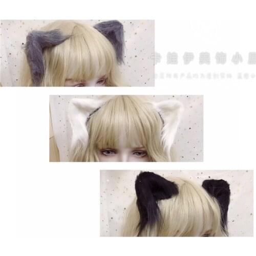 Hand Made CAT Ears Model Lolita Animal Ear cos cat Ears Side Clip KC Cute Lo Mother SOFT Girl Plush Ear