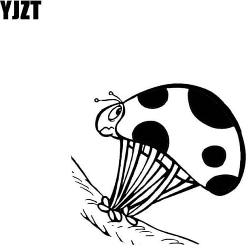 YJZT 14.2CM*13CM Cartoon Ladybug Insect Cute Vinyl Decal Lovely Car Sticker Black/Silver C19-0746