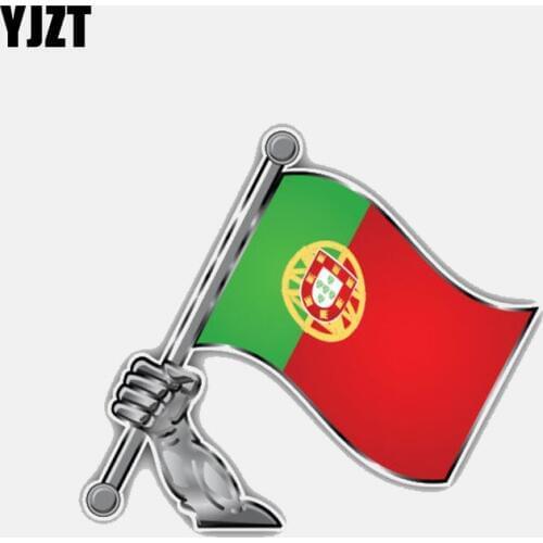 YJZT 9.3CM*8CM Creative Portugal Flag Hand Window Car Sticker Motorcycle Helmet Decal 6-3075