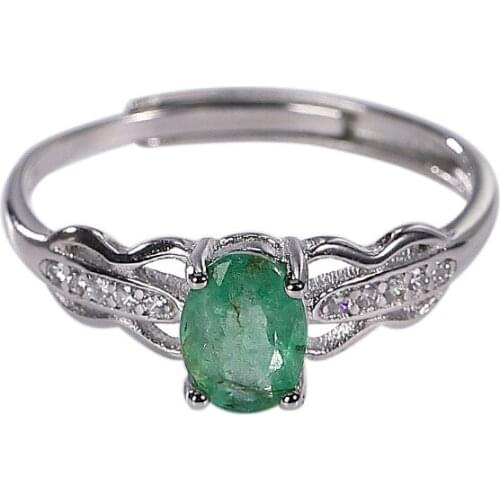 S925 sterling silver natural emerald ring personality affordable luxury fashionable elegant Womens Open ring