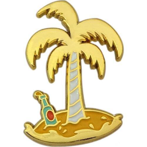 Manufacturer plating China Hainan coconut logo gold badge with plush boxs