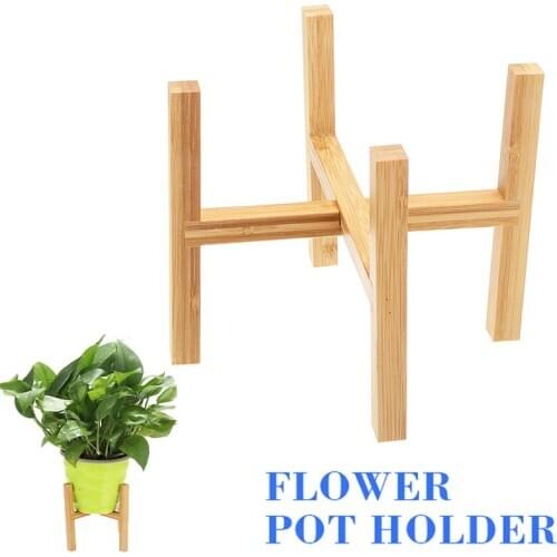 1pc Flower Pot Stands Free Standing Bonsai Holder Home Balcony Bamboo Wood Flower Pot Holders Garden Decorations
