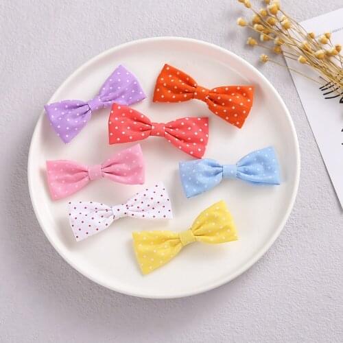 1Pc Polka Bows Hair Clips For Girls Cotton Solid Color Dot Knot Hairpins For Children Kids Hair Barrettes Baby Hair Accesories