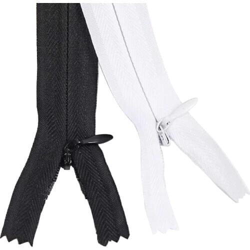 10Pcs/lot 16-60cm 3# Black And White Invisible Zipper Back Cushion Skirt Hidden Nylon Zipper For DIY Sewing/Garment Accessory
