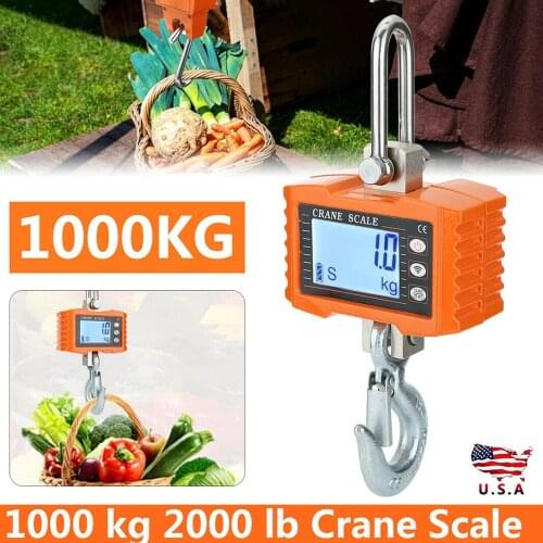 1000KG/2000LBS Crane Scale Portable LCD Digital Industrial Balance Hanging Weight Scale Heavy Duty Weight Tool for Farm Market