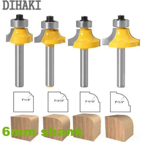 6mm Shank Corner Round Over Edging Wood Router Bit 2 Flute Corner Round Cove Box Bit Woodworking Tenon Cutter Tool
