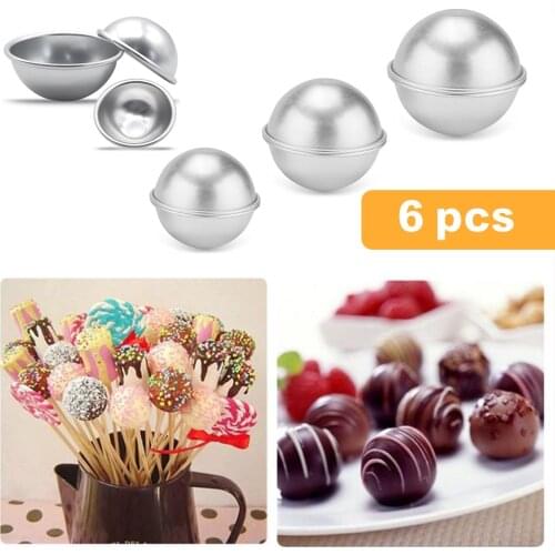 6Pcs/Lot Bath Bomb Molds Aluminum Alloy Ball Sphere Bath Bomb Mold Cake Baking Pastry Mould DIY Tools GIft for Kids Friends