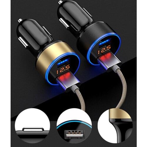 3.1A Dual USB Car Charger With LED Display for Hyundai Kona Veloster i30 Ix35 Solaris Azera Elantra Grandeur Santa Fe