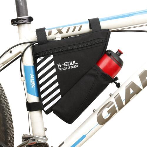 B-SOUL Triangle Cycling Bicycle Bags With Water Bottle Pocket Front Tube Frame Bag Mountain Bike Pouch Holder Saddle Bag