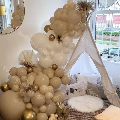 Baby Shower globos 87pcs Sand White Balloons Arch Garland Kit Gold Ballon Cumpleanos Birthday Wedding Party Decor Supplies