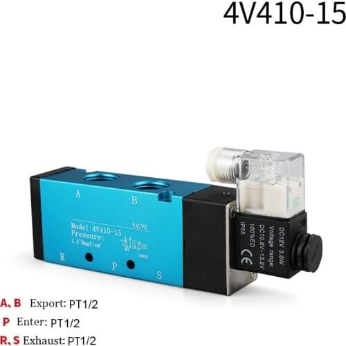 Free shipping good qualty 5 port 2 position Solenoid Valve 4V410-15,have DC24v,DC12V,AC24V,AC36V,AC220V,AC380V