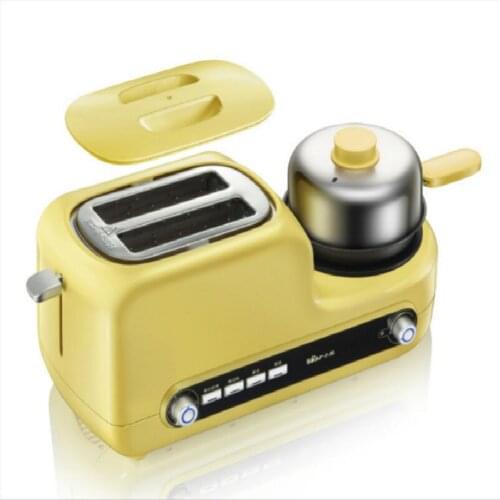 Stainless steel electric Toaster household portable breakfast machine automatic bread baking maker fried eggs boiler frying pan