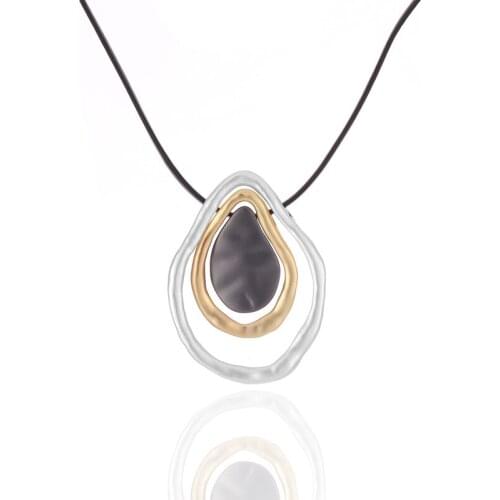 ELOYHI Women Necklace Geometric Top Quality Double Collar Leather Choker For Lady Punk Trendy Neckalce&Pendants Gift