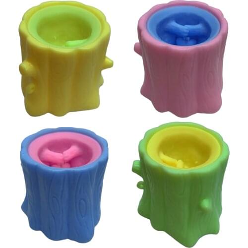 Squeeze Squirrel Cup Antistress Childrens Fidget Toy Evil Decompression Tree Stump Miniature Weird Play for Kids Adults