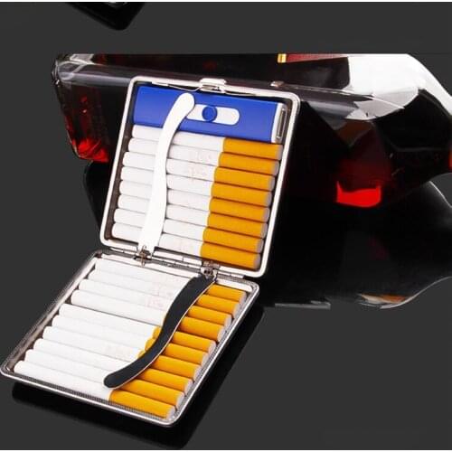 Leather Cigarette Case Personalized Creative 20 Sticks with Rubber Band Gift Box Brown Case Holder Metal Leather Holds Cigarette