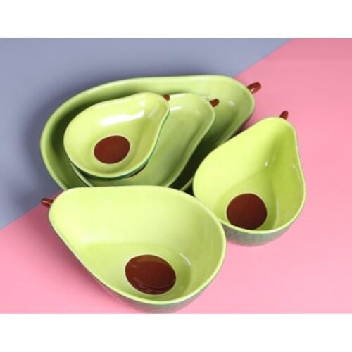 Creative Avocado Shape Ceramic Plate Fruit Salad Table Decoration Dish Household Kitchen Rice Soup Bowl Kids Tableware