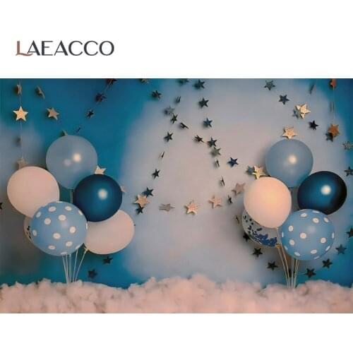 Laeacco Baby Newborn Balloons Star Party Pendant Cotton Birthday Photozone Photographic Background Photo Backdrop Photo Studio