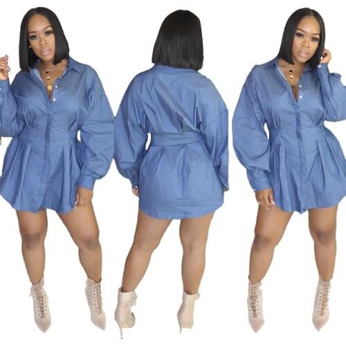 Puff Long Sleeve Button Mini Dress Women Harajuku Dress Turn Down Collar Elegant A-line Sundress Spring Summer Clothings 2021