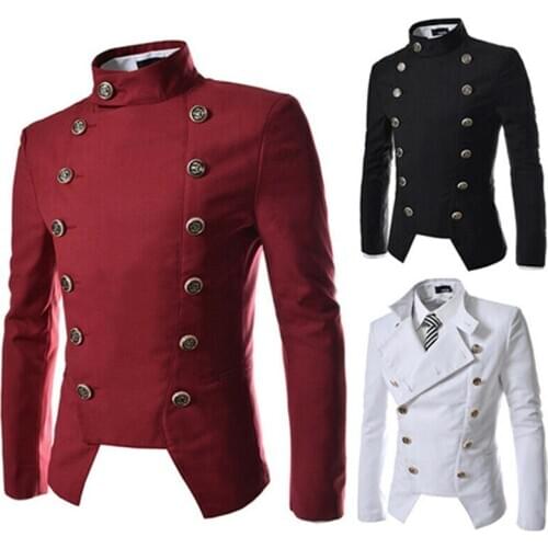 Mens Jacket Irregular Double-breasted Slim Fit Blazer Party Coat Suits Fashion