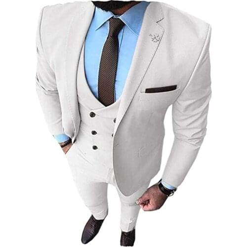 Gold Mens Prom Tuxedos Fashion Double Breasted Suit Slim Fit 3 Piece Notch Lapel Wedding Man Groomsmen (Blazer+Vest+Pants) 2020