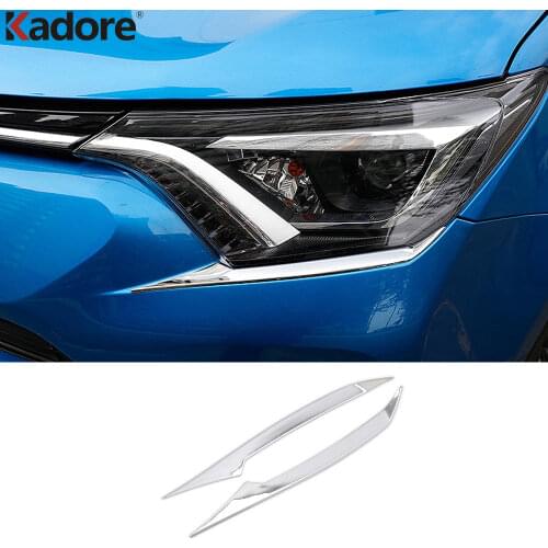 For Toyota RAV4 RAV 4 2016 2017 2018 ABS Chrome Auto Front Head Light Lamp Cover Trim Headlight Eyebrow Strips Car Styling