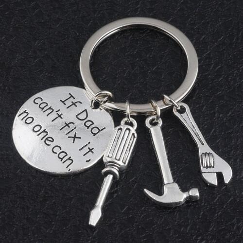 2020 New Keychain If Dad Can't Fix It No One Can Key Ring Pendant Tool Wrench Spanner Hammer Model Key Chain Fathers Day Gifts