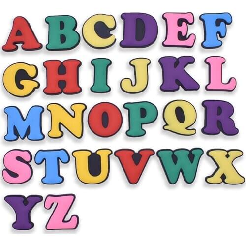 1Pcs Shoe Charms Macaron Color Alphabet 26 English Letters Free Combination Shoe Accessories For Croc Shoes Jibz Kid X-mas Gift