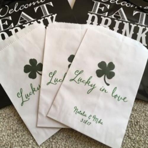 Custom Lucky in Love baby Shower popcorn candy Buffet lolly bags Gender Reveal Bakery Cookie goody gift Favors packets