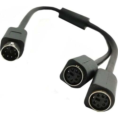 Mini DIN 6-Pin Splitter Y Adapter Cable 6 Pin PS/2 PS2 Data Cable 0.3m