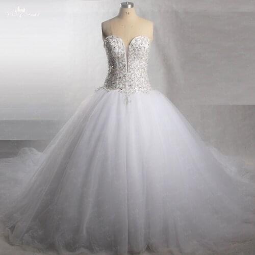RSW430 Perfect Sparkly Sweetheart Tulle Bridal Gowns With Bling Beaded Crystal Wedding Dress