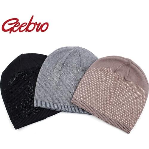 Geebro Silver Dot Design Beanies Women Winter Warm Solid Color Slouchy Beanies Hats Adult Handmade Gorros