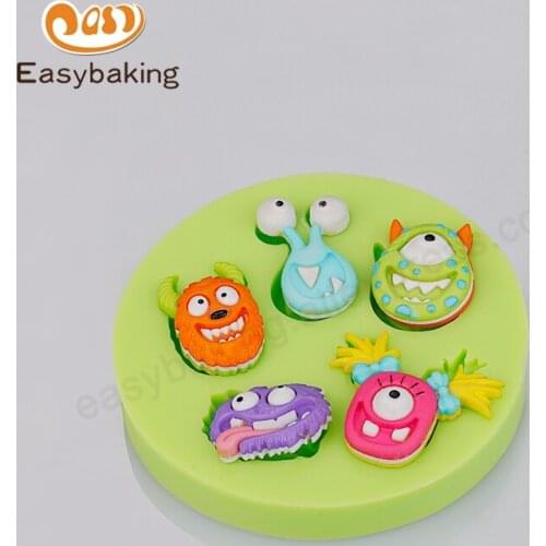 5 Cavity Pastry Silicone Cupcake Decoration Molds Popular Element Cartoon Monster Fondant Mold