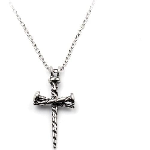 Vintage Mens Nail Shape Cross Pendants Necklace Punk Gothic Men Jewelry New Design Personality Erkek Kolye Necklace
