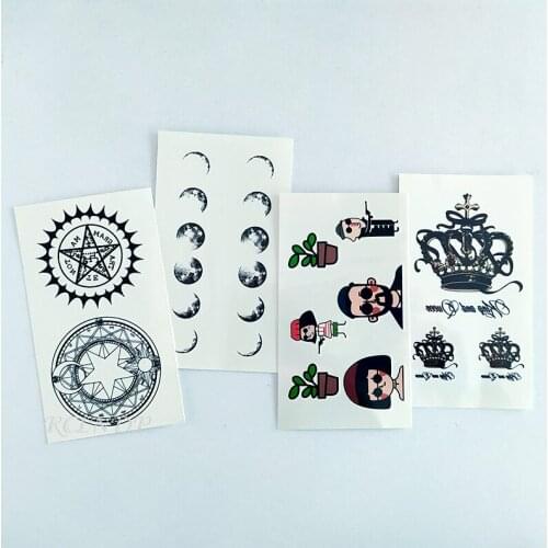 Waterproof Temporary Tattoo Sticker Star Totem Planet Moon Crown Cartoon Leon Tatto Flash Tatoo Fake Tattoos For Women Men Kid