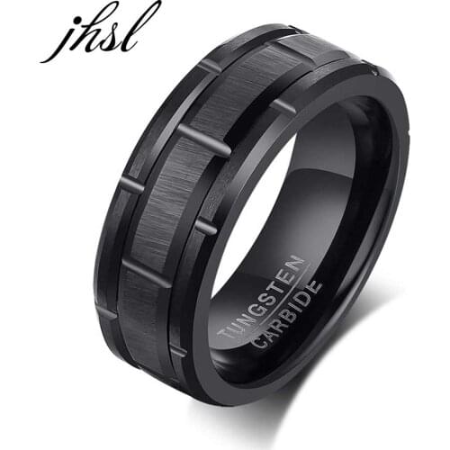 JHSL High Quality Tungsten Man Male Men Rings Black Matte Finish Tires design Fashion Jewelry Christmas Gift Size 7 8 9 10 11 12