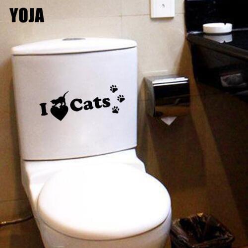 YOJA 21.7*7.3CM I Love Cats Living BedRoom Home Decor Toilet Decal Wall Sticker Cute Animal T4-0008