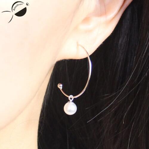 Kissilver Piercing Small Earings Fashion Pearl Earrings for Women S925 Sterling Silver Bridal Wedding Drop Earrings
