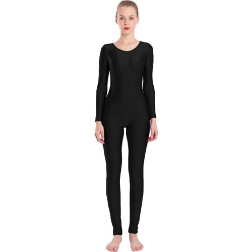 AOYLISEY Women Black Long Sleeve Unitard One-piece Spandex Zentai Full Body Jumpsuit Men Dance wear for women Unitards