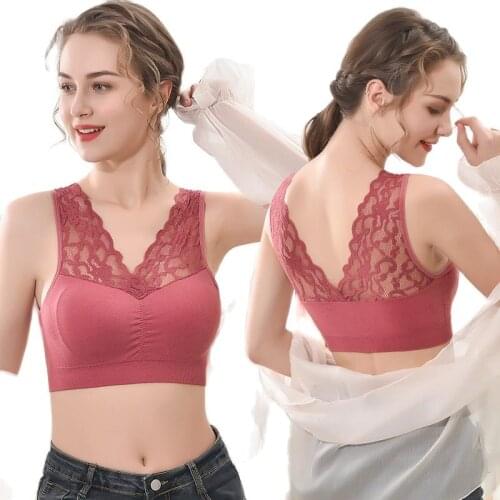 Womens Plus Size Seamless Underwear Sexy Lace Wireless Beauty Back Lingerie Push Up Bra Cozy Chest Tube Top Bralette