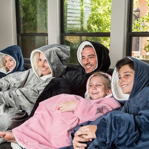 Winter Soft Weighted Blanket Hoodie Warm Fleece Sherpa Wearable Blanket With Sleeves Home Thick Plush TV Sweatshirt Blankets