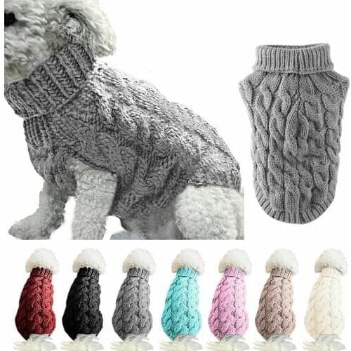 Winter Knitted Dog Jumper Knitwear Warm Sweater Small Dog Cat Pet Clothing Coat Knitting Crochet Puppy Cat Sweater Chihuahua