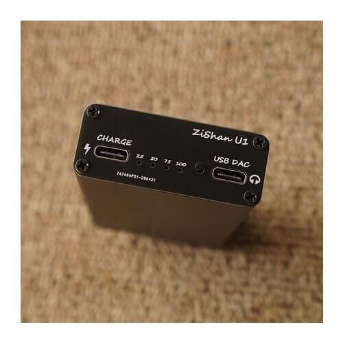 Zishan U1 HIFI Type-C USB DAC ES9038Q2M Chip Portable Decoder Amanero XMOS + 4200mAh Fast Charge Power Bank