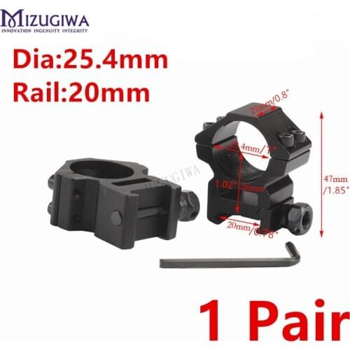 1 Pair (2pcs) Scope Mount 25.4mm 1" Ring Dovetail 20mm Weaver Picatinny Adapter Rail Rifle Pistol Airsoft Gun Hunting Caza