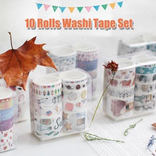 10Pcs/Set Cartoon Dreaming Washi Paper Masking Tape Set Cute Adhesive Label Sticker For Scrapbooking Planner Diy Journal Diary