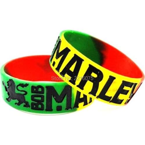 300pcs one inch BOB MARLEY Rasta Colors Lion of Judah silicone wristband rubber bracelets free shipping by DHL express